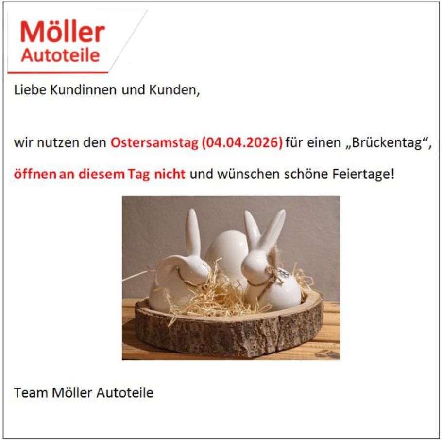 Wir haben am Samstag, 04.04.2026 geschlossen.