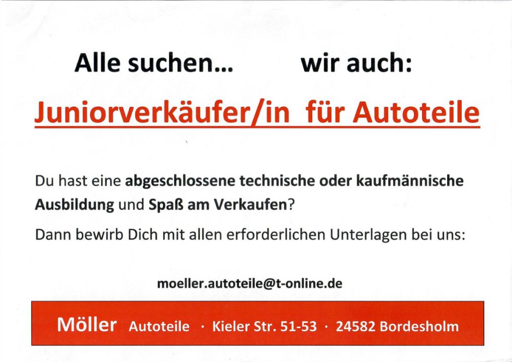Juniorverkäufer gesucht